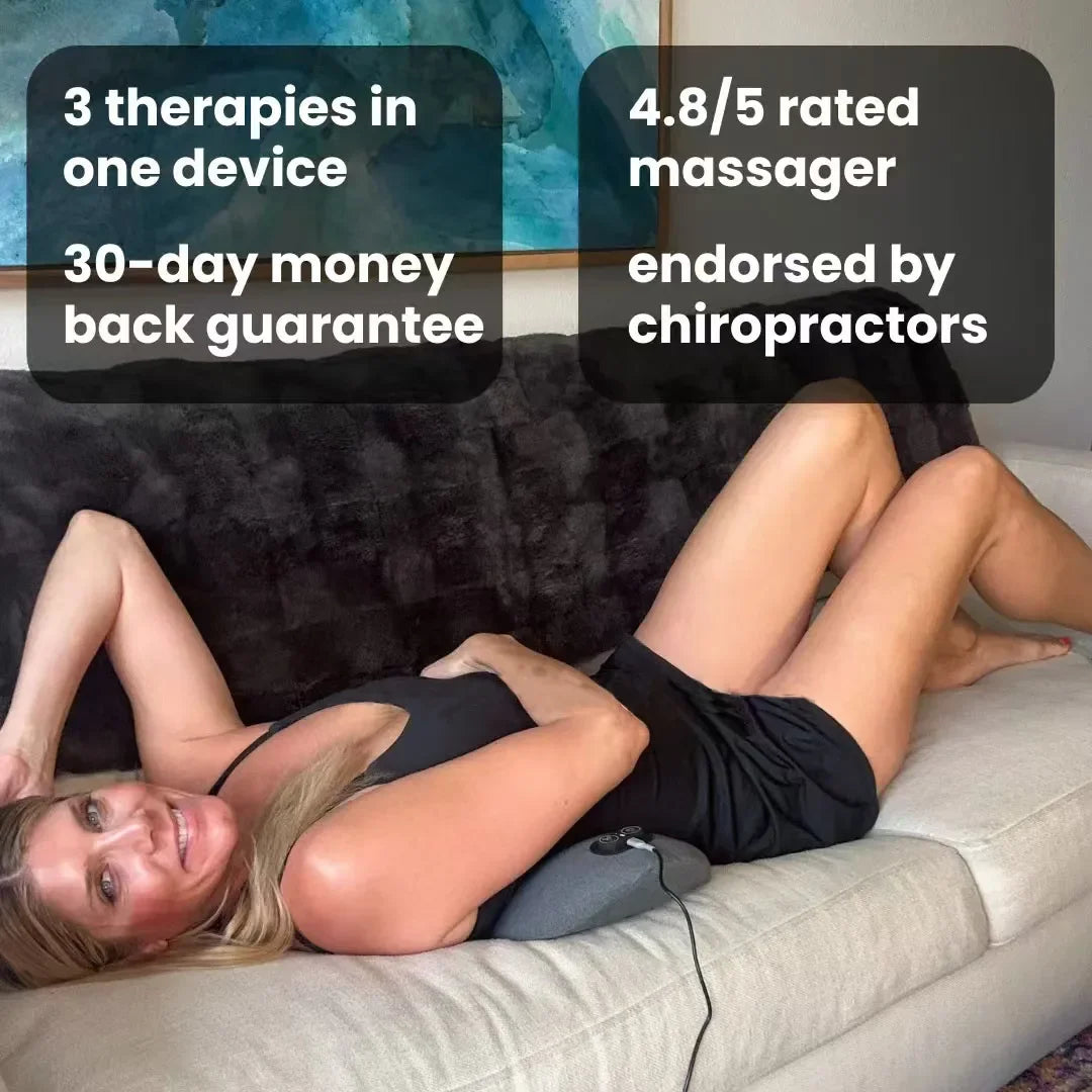 Multi-Functional 3-In-1 Back Massager with Relief Bed Sleeping Shiatsu Deep Tissue Portable Shoulder Lower Back Pain Relief